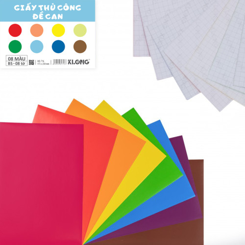 Giấy thủ công 8 màu decal B5 8 tờ 716